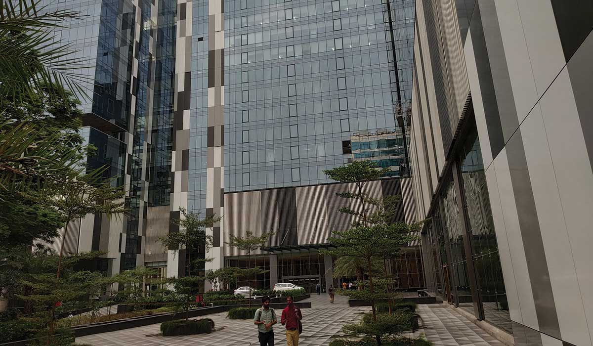 IT commercial building at NESCO complex Mumbai with solid aluminum façade